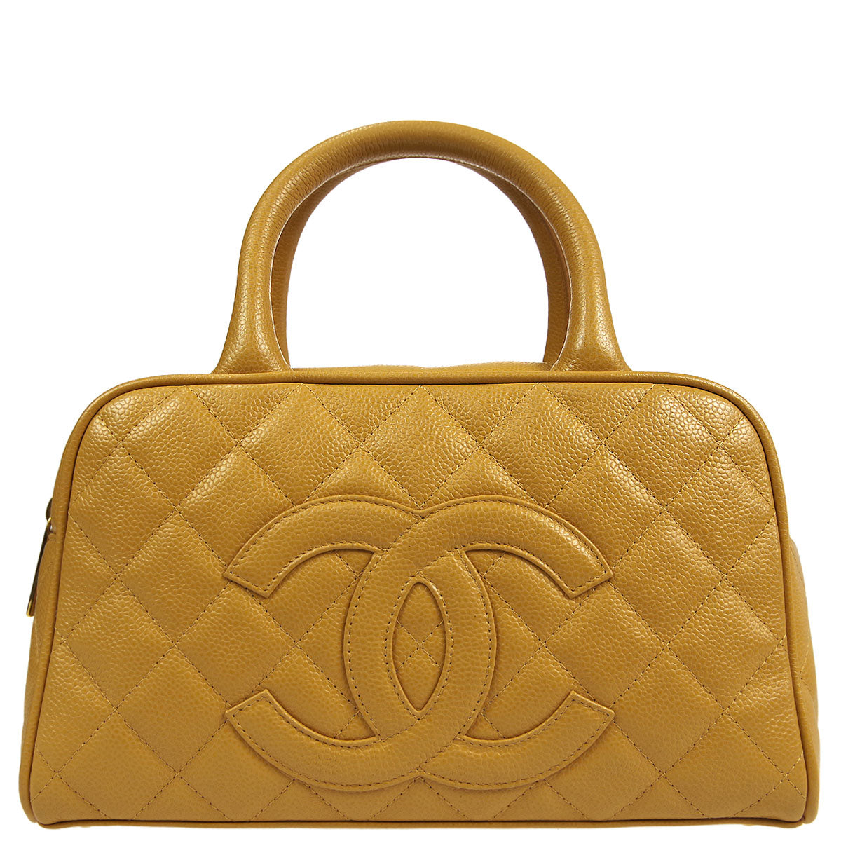 Luxury Chanel Beige Caviar Bowling Bag 27