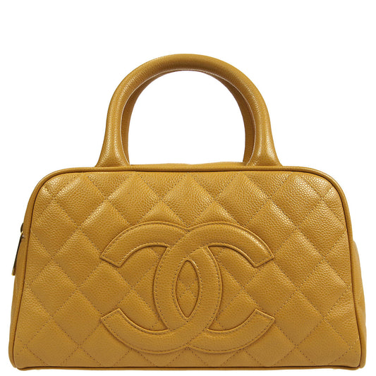 Luxury Chanel Beige Caviar Bowling Bag 27