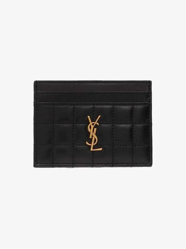 Luxury Saint Laurent Cassandre Quilting Leather Card Wallet Black