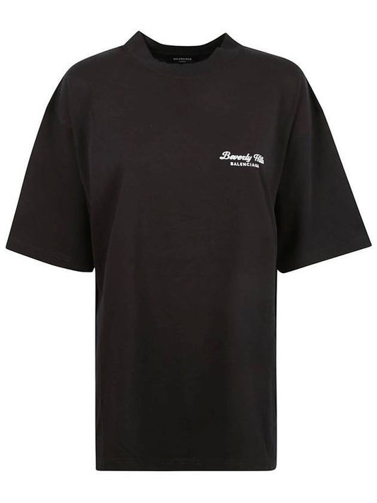 Luxury Balenciaga Logo Print Medium Fit Short Sleeve T-Shirt Black