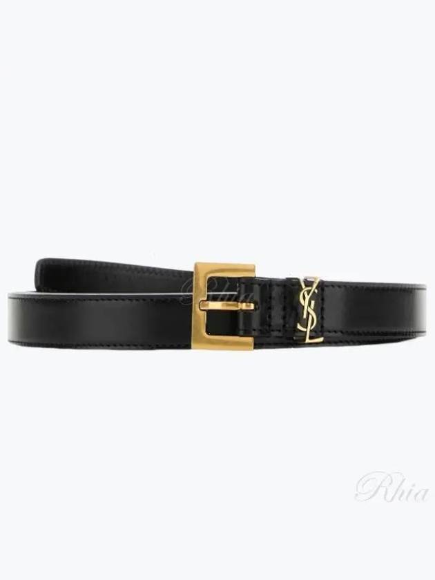 Luxury Saint Laurent Cassandre Thin Belt Black