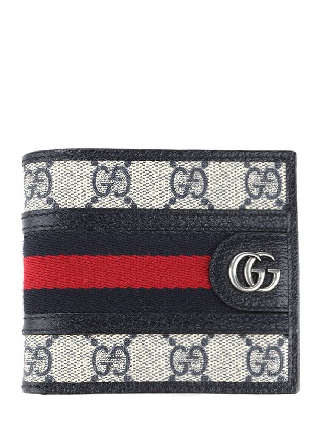 Luxury Gucci Trending 2025 Ophidia GG Half Wallet Beige Navy
