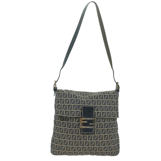 Luxury FendiZucchino Canvas Mamma Baguette Shoulder Bag Navy65015