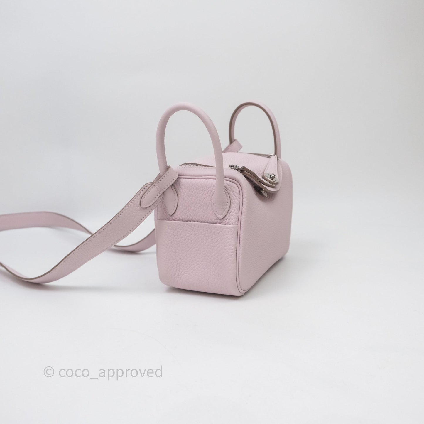 Hermès Mini Lindy 20 Mauve Pâle 09 Clemence Palladium Hardware