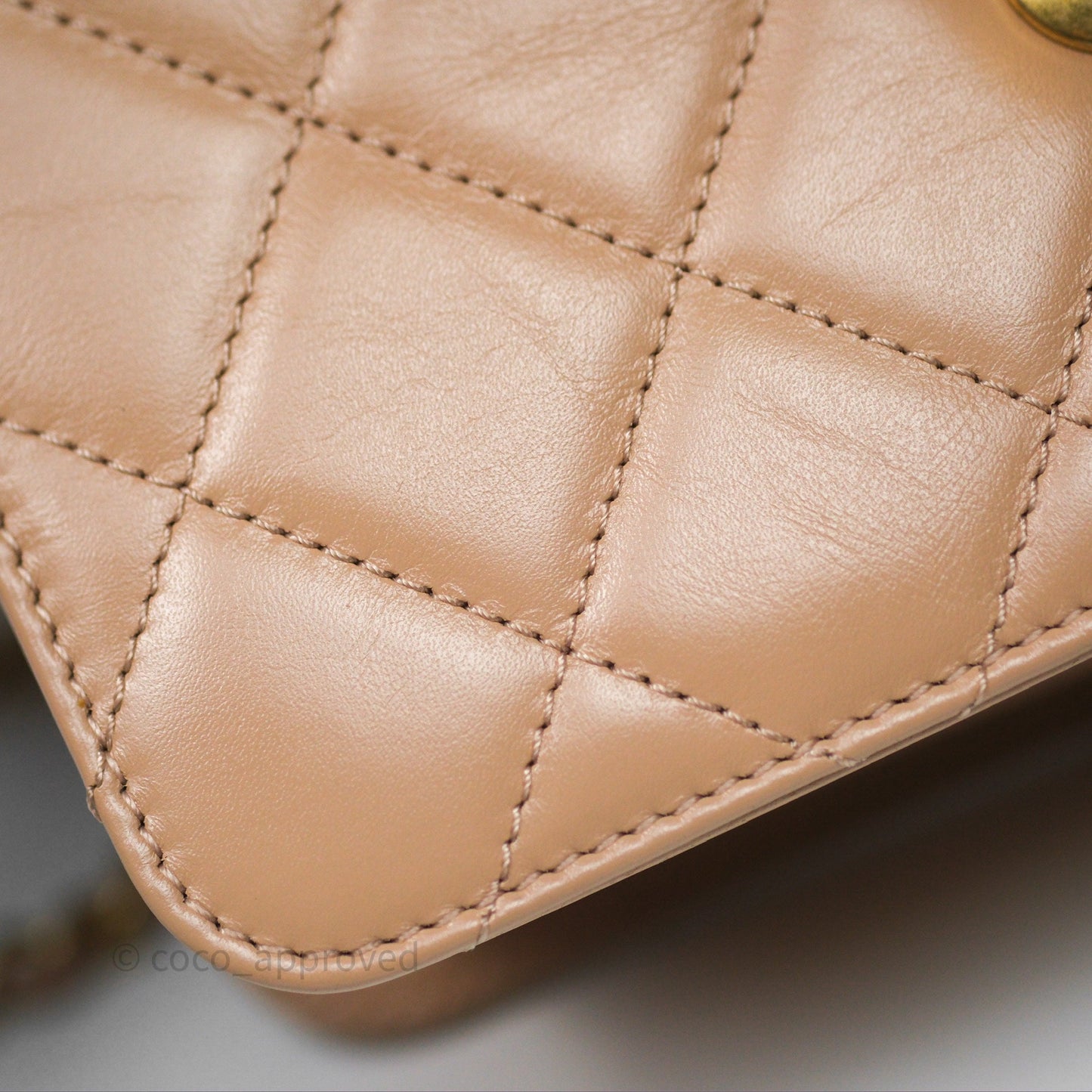 Chanel Quilted Mini Perfect Fit Adjustable Beige Calfskin Gold Hardware