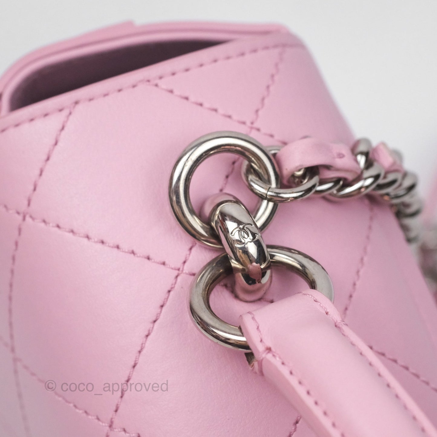 Chanel Stitched Ring My Bag Flap Crossbody Pink Calfskin Silver Hardware