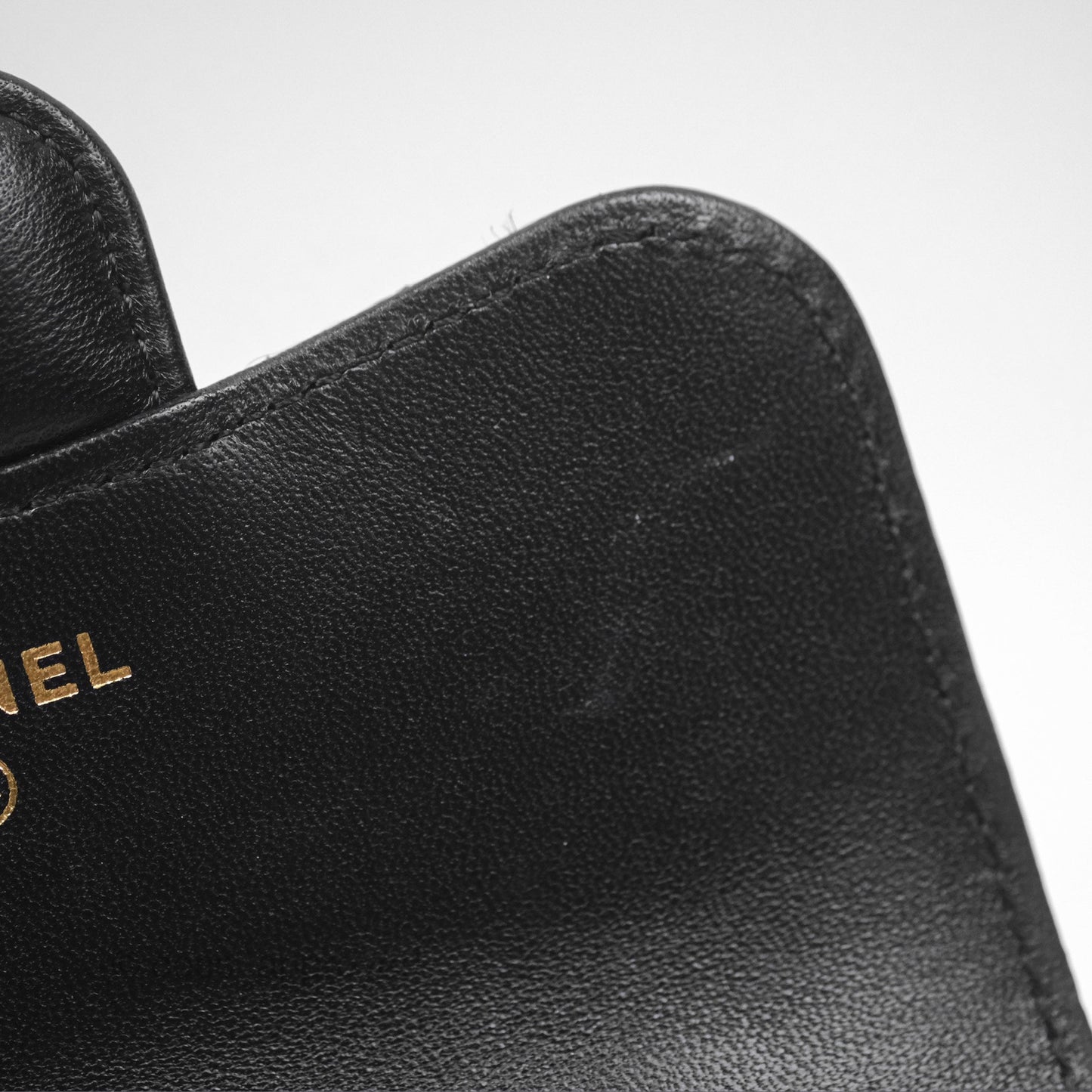 Chanel Mini Handle Flap Coin Purse With Chain Black Lambskin Gold Hardware
