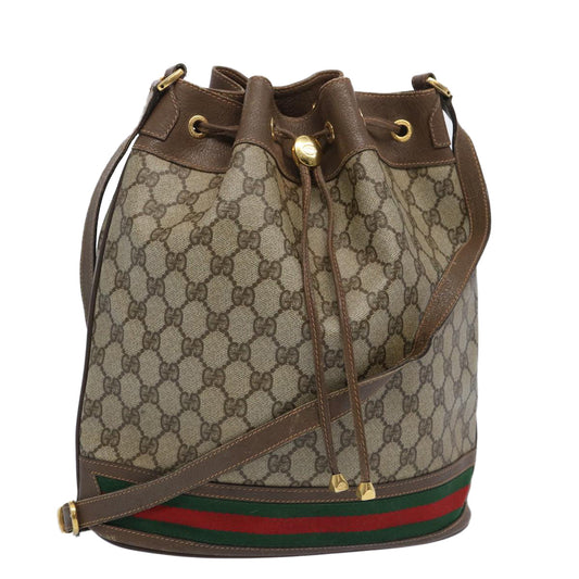 GUCCI GG Supreme Web Sherry Line Shoulder Bag PVC Beige 41 02 085  65097