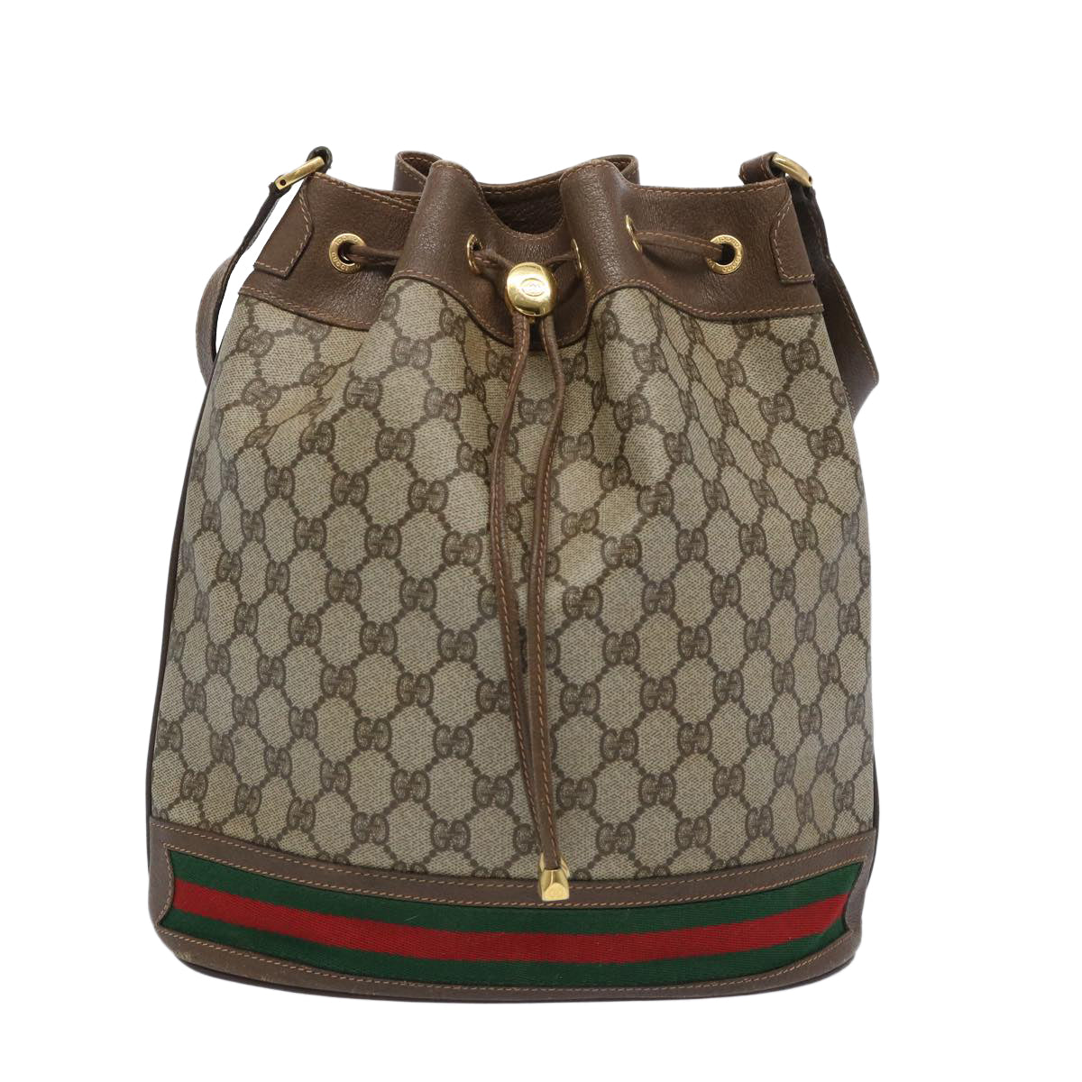 GUCCI GG Supreme Web Sherry Line Shoulder Bag PVC Beige 41 02 085  65097