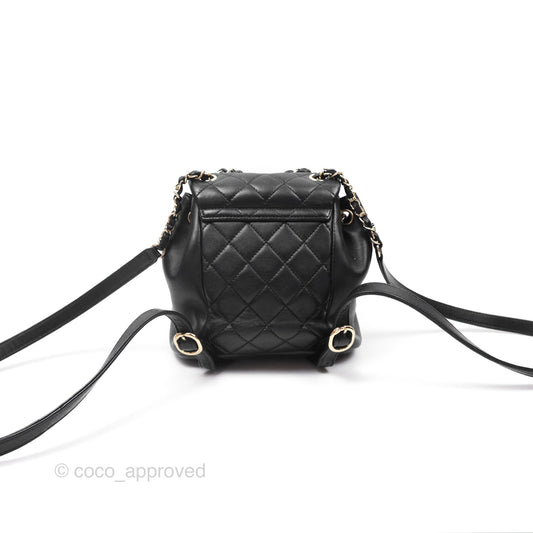 Chanel Quilted Small Duma Drawstring Backpack Black Lambskin