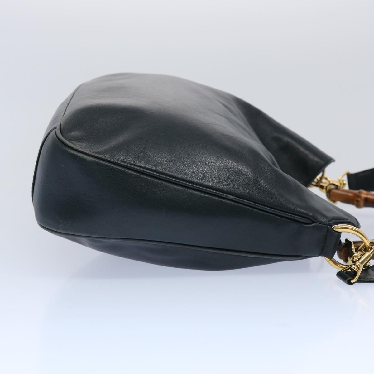 GUCCI Bamboo Hand Bag Leather 2way Black 001 2113 1638  65100