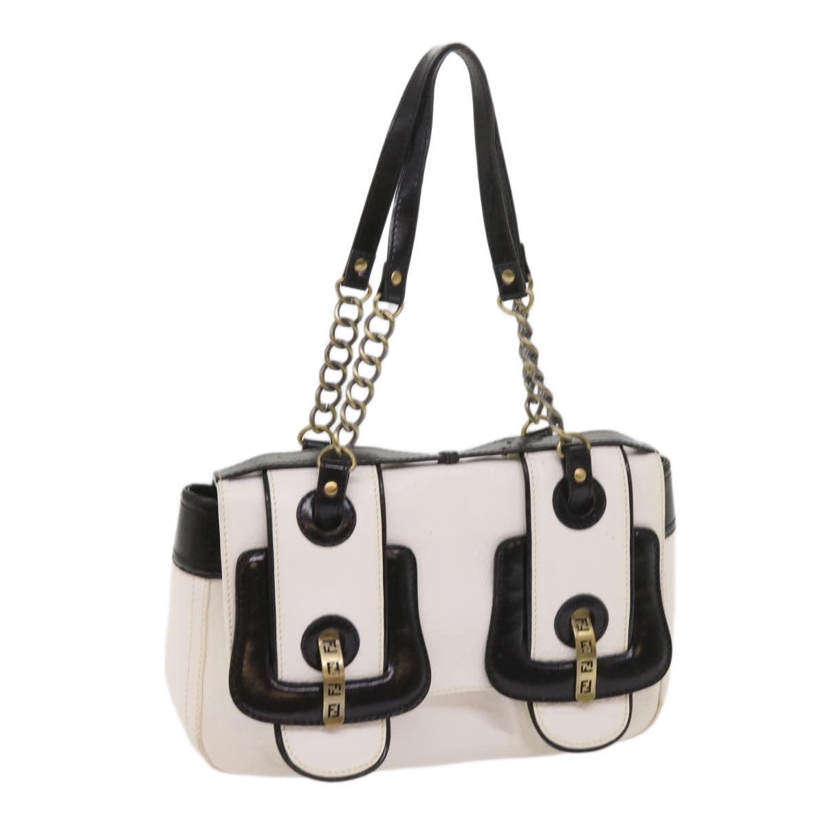 Luxury FendiHand Bag Leather Black White65124