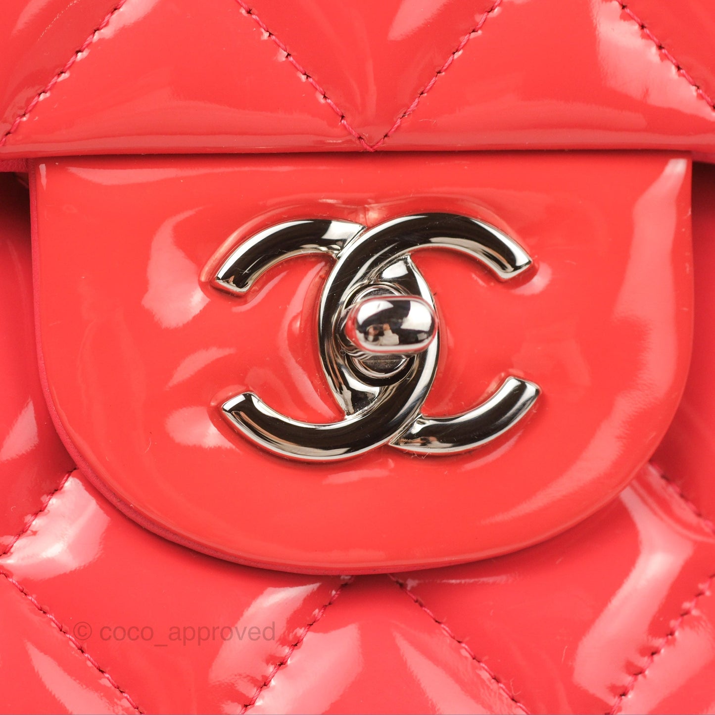 Chanel Jumbo Double Flap Coral Pink Patent Silver Hardware⁣⁣