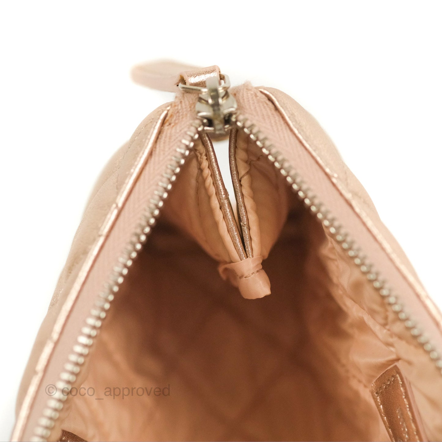 Chanel Toiletry Pouch Metallic Rose Gold Lambskin Silver Hardware