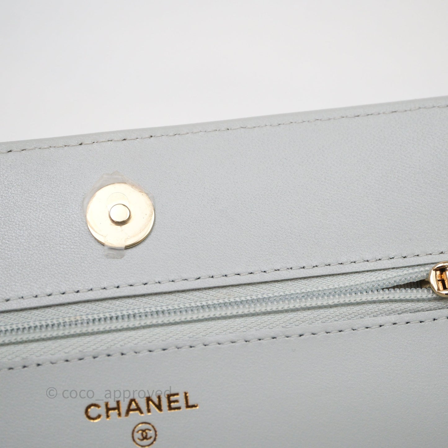 Chanel Classic Quilted Wallet on Chain WOC Grey Lambskin Gold Hardware
