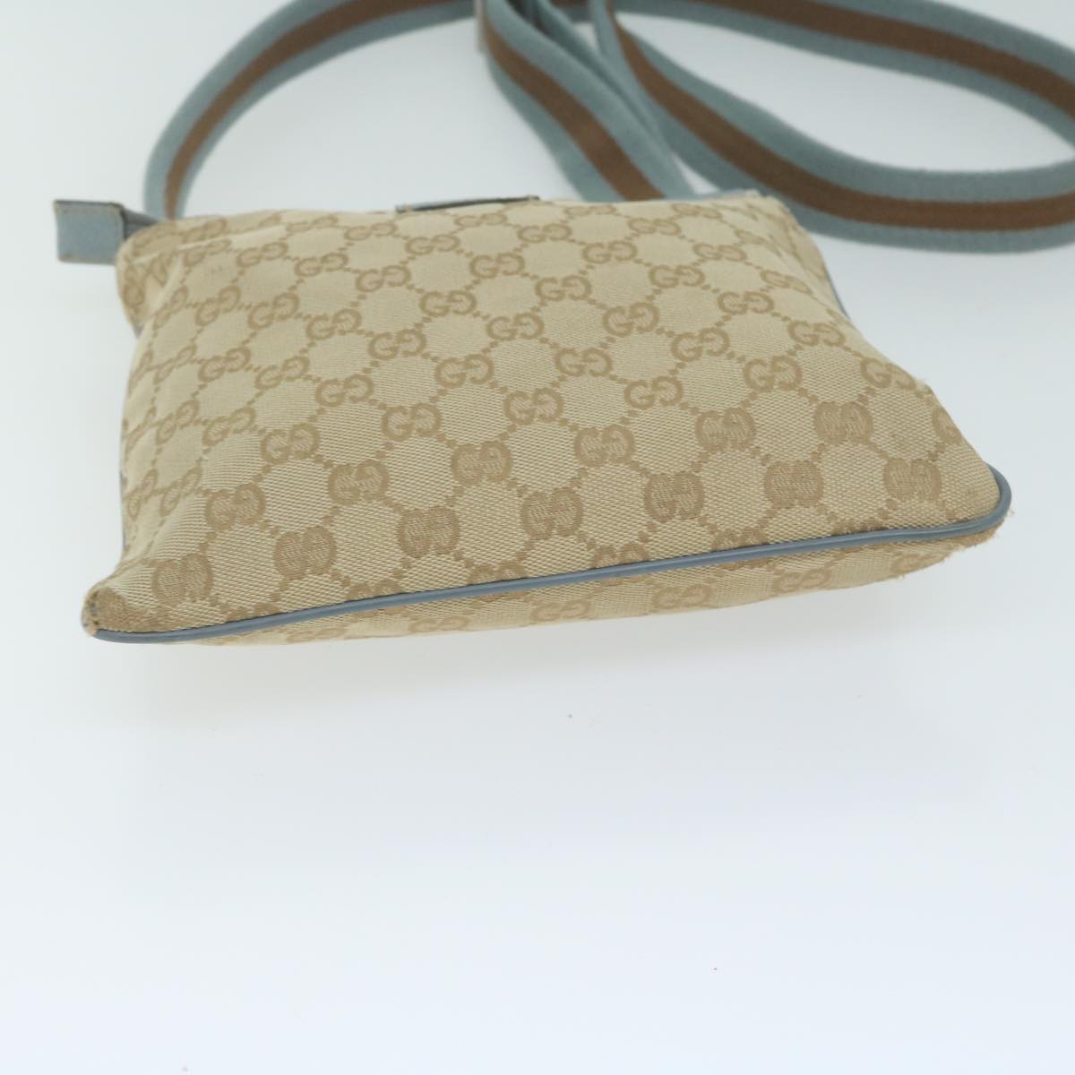 GUCCI GG Canvas Sherry Line Shoulder Bag Beige Light Blue 146309  65167