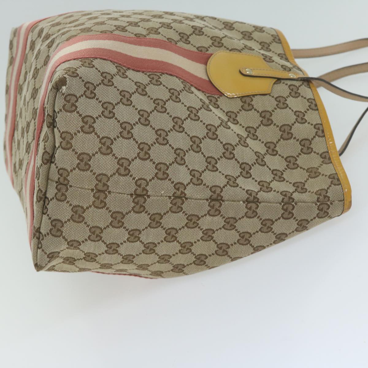 GUCCI GG Canvas Sherry Line Tote Bag Beige Red 211970  65171
