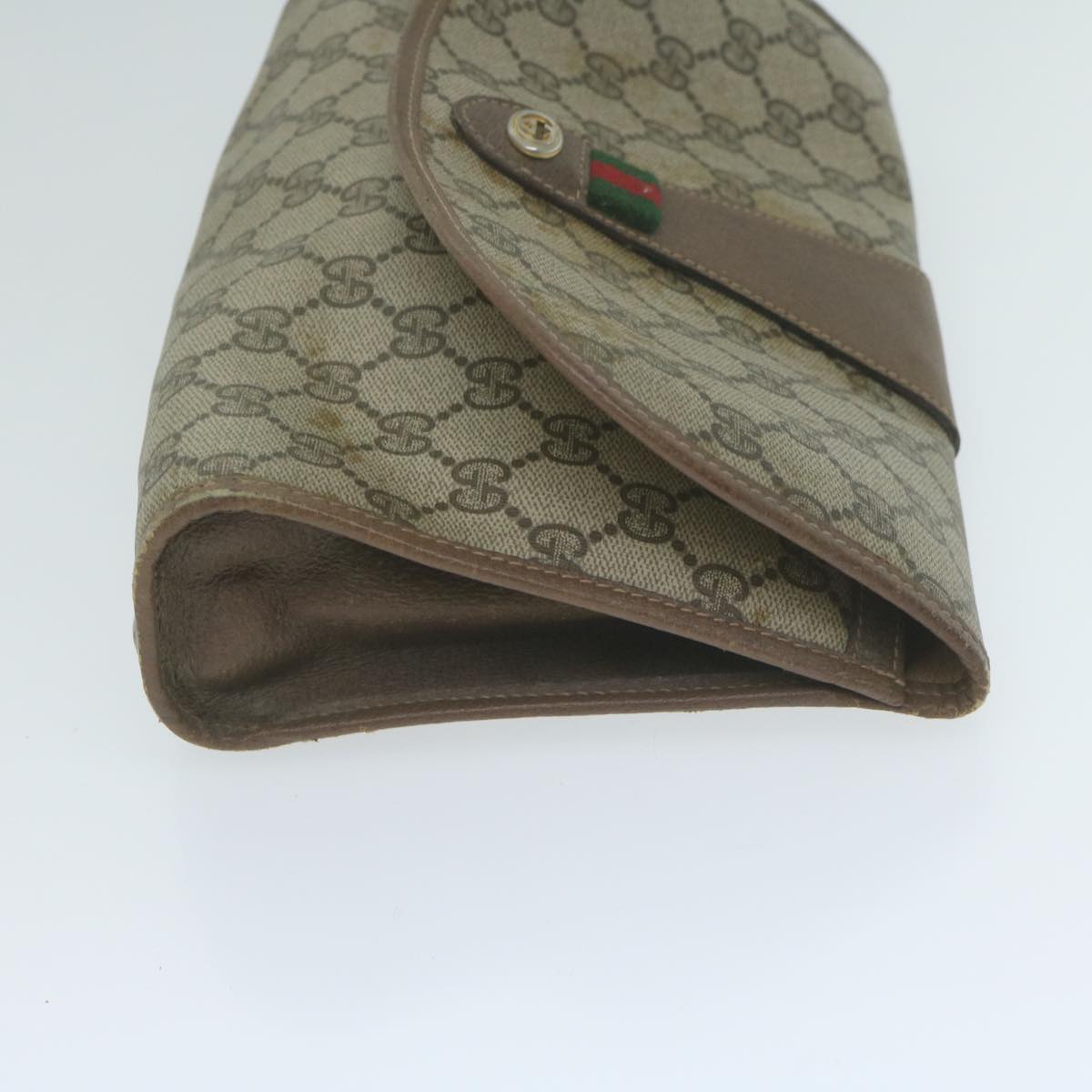 GUCCI GG Supreme Web Sherry Line Clutch Bag PVC Beige 89 01 030  65174