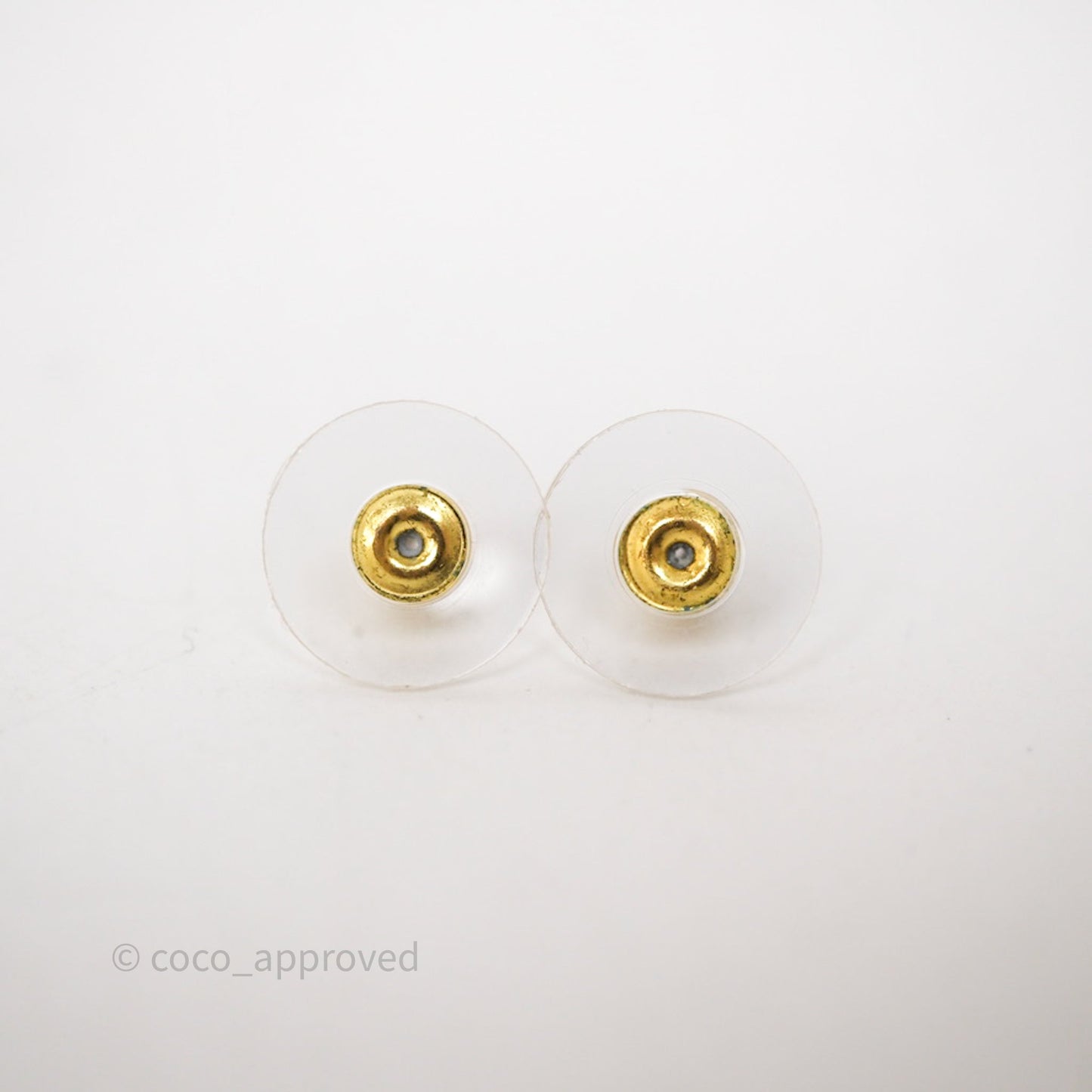 Chanel Square Drop CC Earrings Gold Tone 24K
