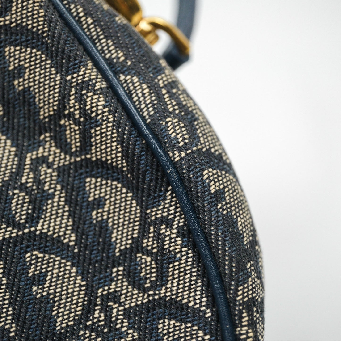 Christian Dior Vintage Mini Saddle Bag Blue Oblique Jacquard