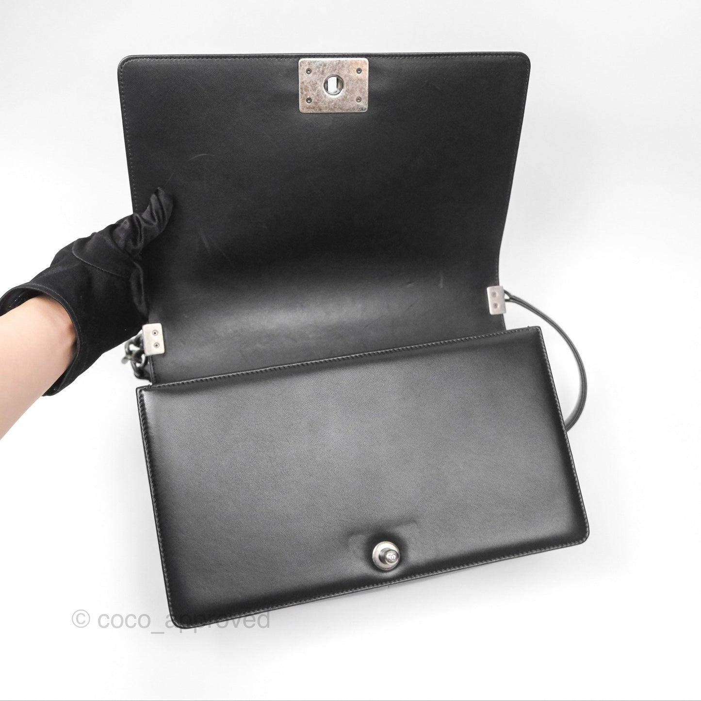 Chanel Quilted New Medium Boy Black Lambskin Ruthenium Hardware