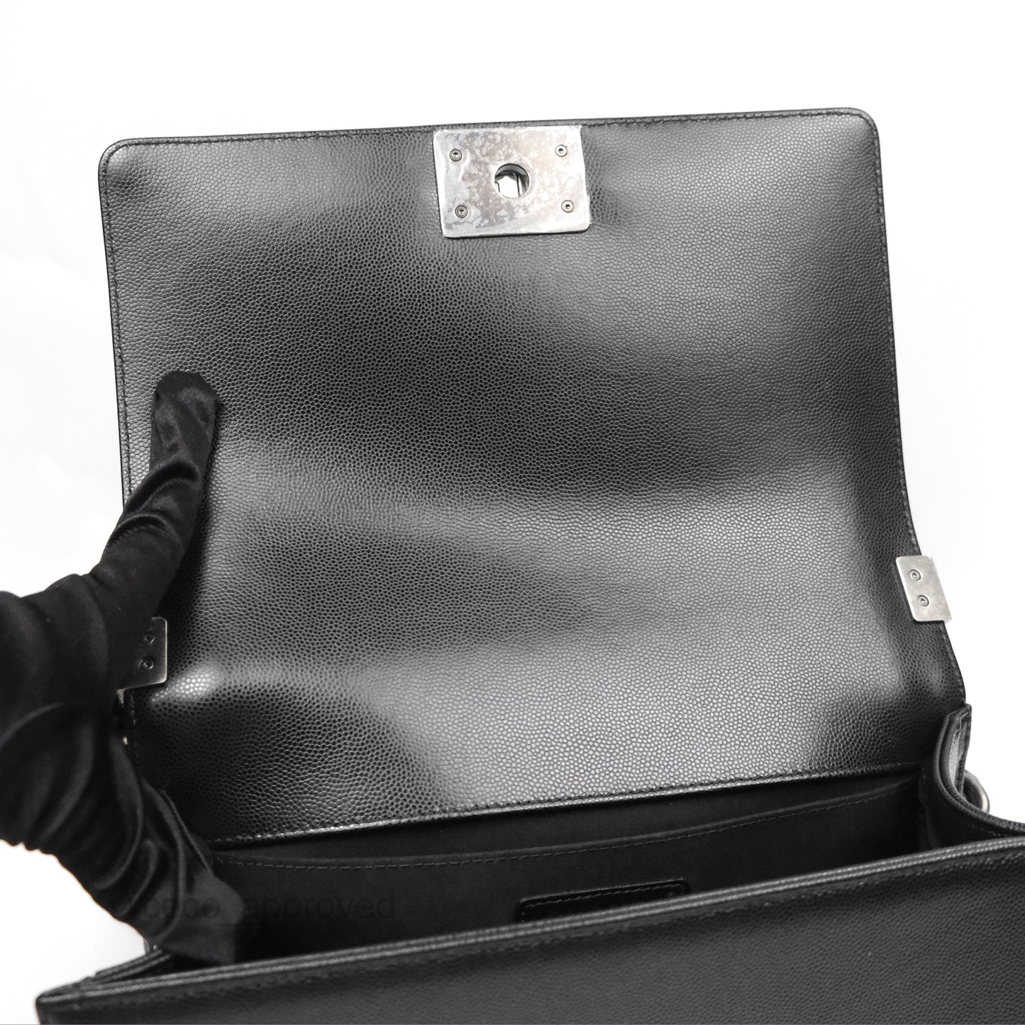Chanel Quilted Medium Boy Black Caviar Ruthenium Hardware
