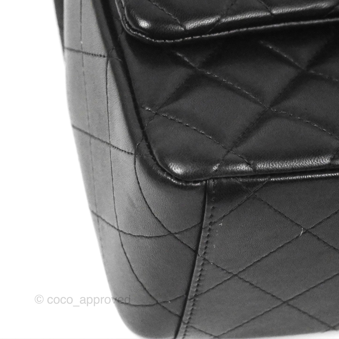 Chanel Quilted Maxi Double Flap Black Lambskin Silver Hardware