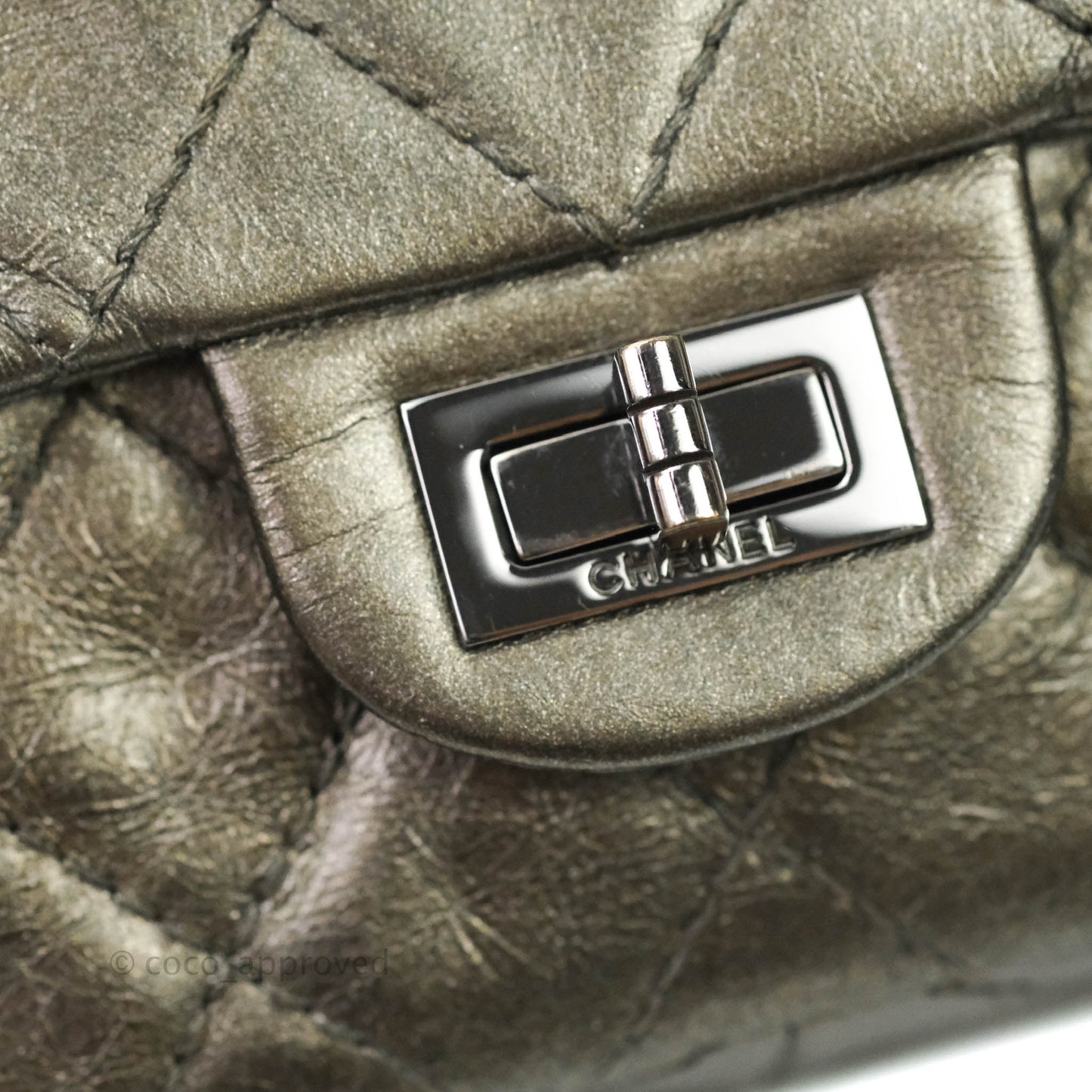 Chanel Quilted Reissue 226 Metallic Aged Calfskin Gun Metal Hardware