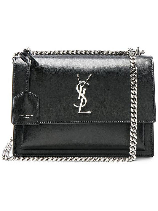 Luxury Saint Laurent Sunset Monogram Medium Shoulder Bag Black