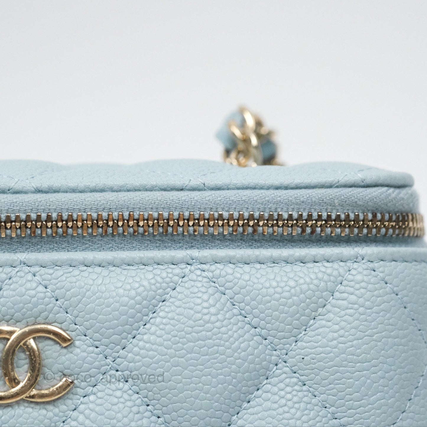Chanel Vanity with CC Chain Light Blue Caviar Gold Hardware