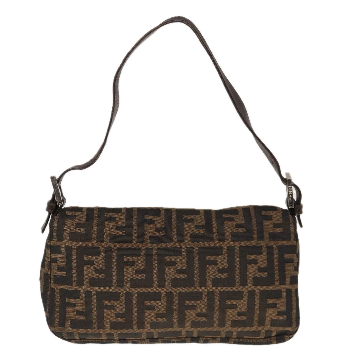 Luxury FendiZucca Canvas Mamma Baguette Shoulder Bag Brown Black65243A