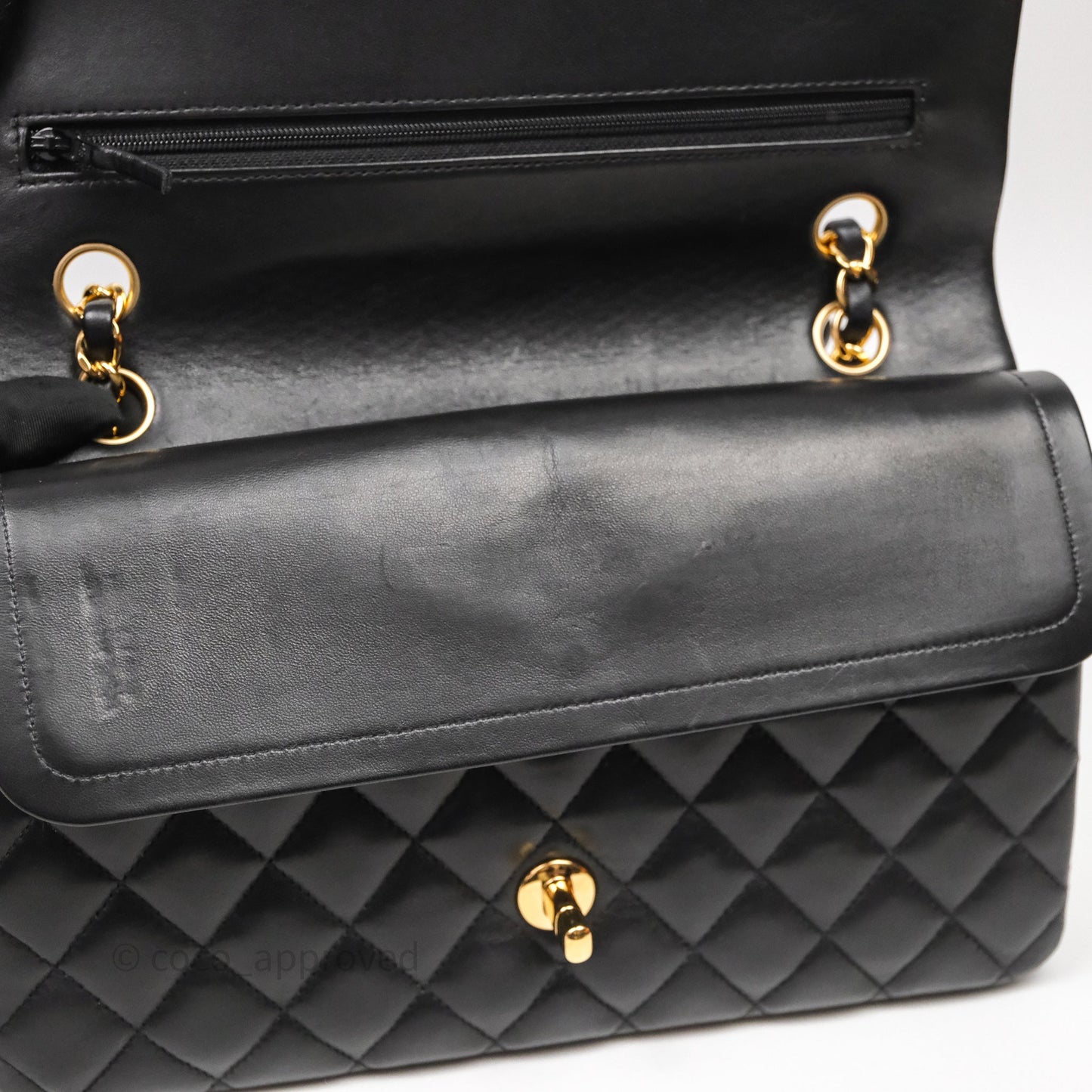Chanel Classic M/L Medium Flap Quilted Black Lambskin Gold Hardware