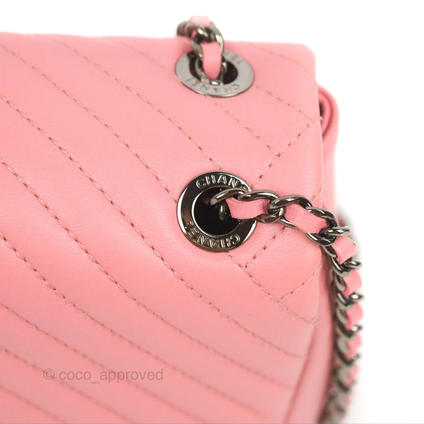 Chanel Small CC Crossing Flap Pink Lambskin Gun Metal Hardware