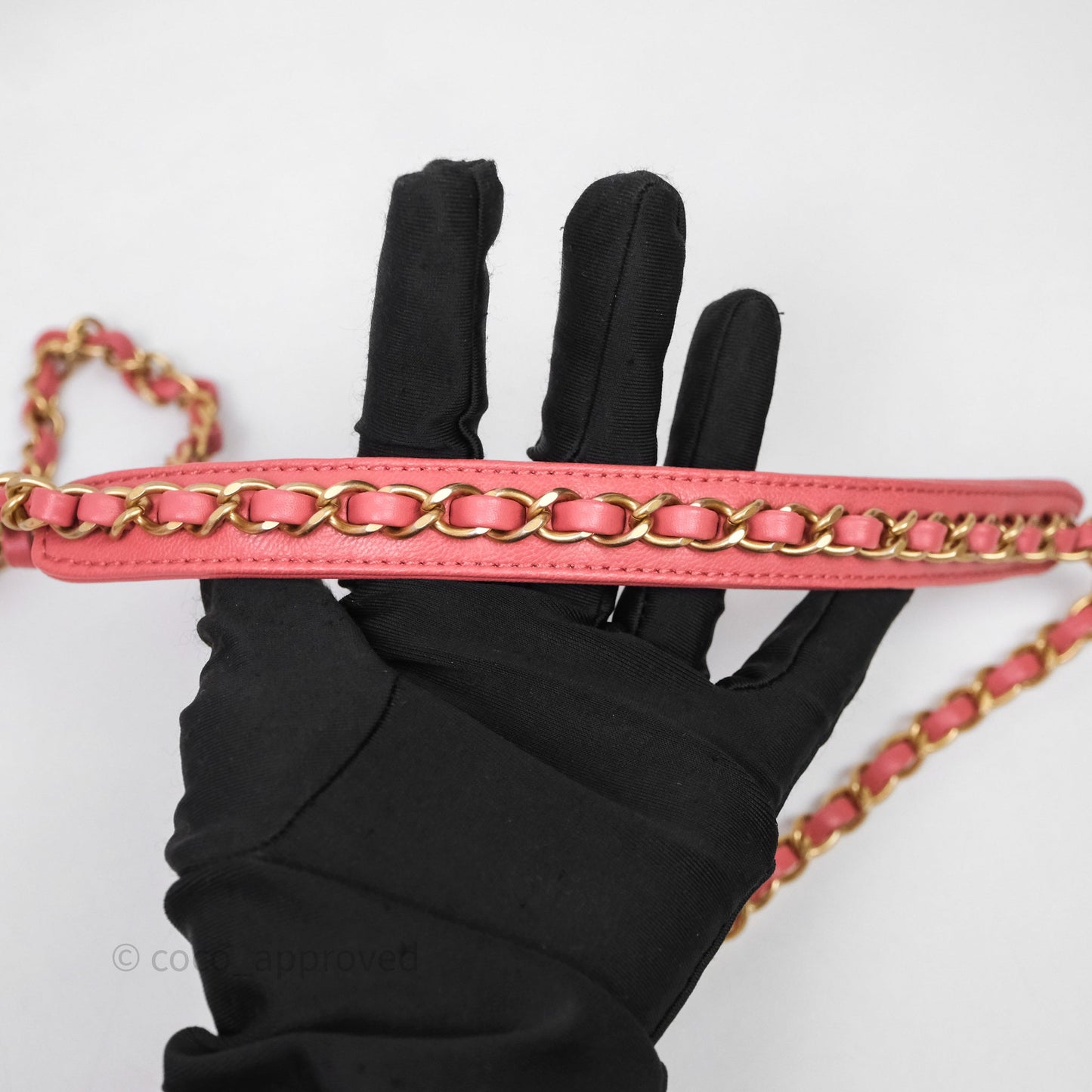 Chanel Quilted Chain Infinity Handle Bag Pink Lambskin Aged Gold Hardware