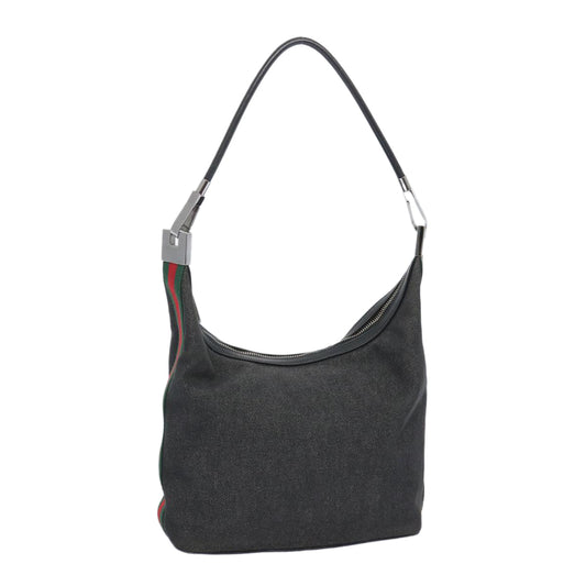 GUCCI Web Sherry Line Shoulder Bag Canvas Black Red Green 01234  65291