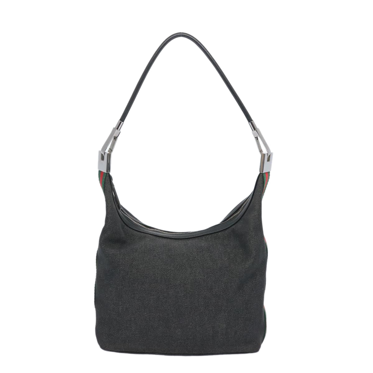 GUCCI Web Sherry Line Shoulder Bag Canvas Black Red Green 01234  65291