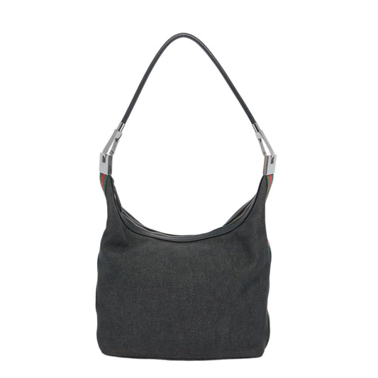 GUCCI Web Sherry Line Shoulder Bag Canvas Black Red Green 01234  65291