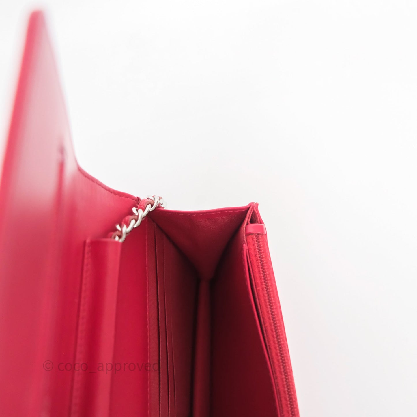 Chanel CC Wallet On Chain WOC Dark Pink Caviar Silver Hardware