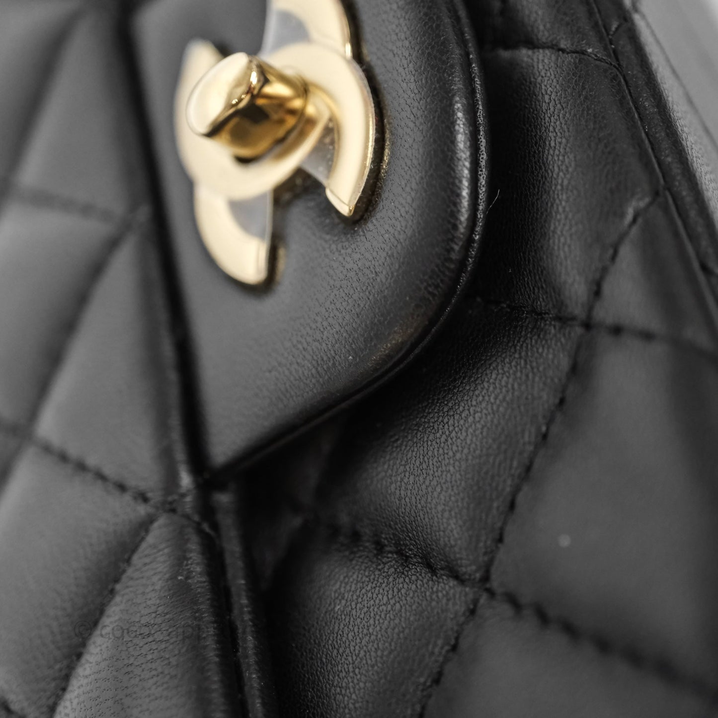 Chanel Mini Square Quilted Black Lambskin Gold Hardware