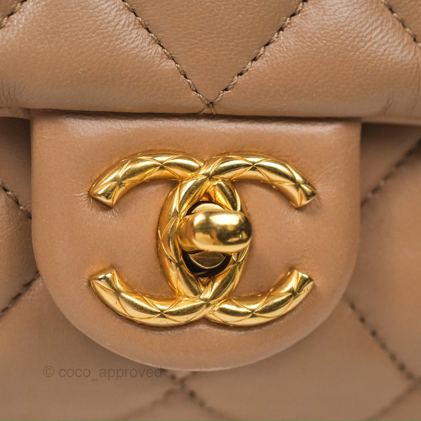 Chanel Small All Slide Adjustable Chain Flap Bag Beige Lambskin Aged Gold Hardware