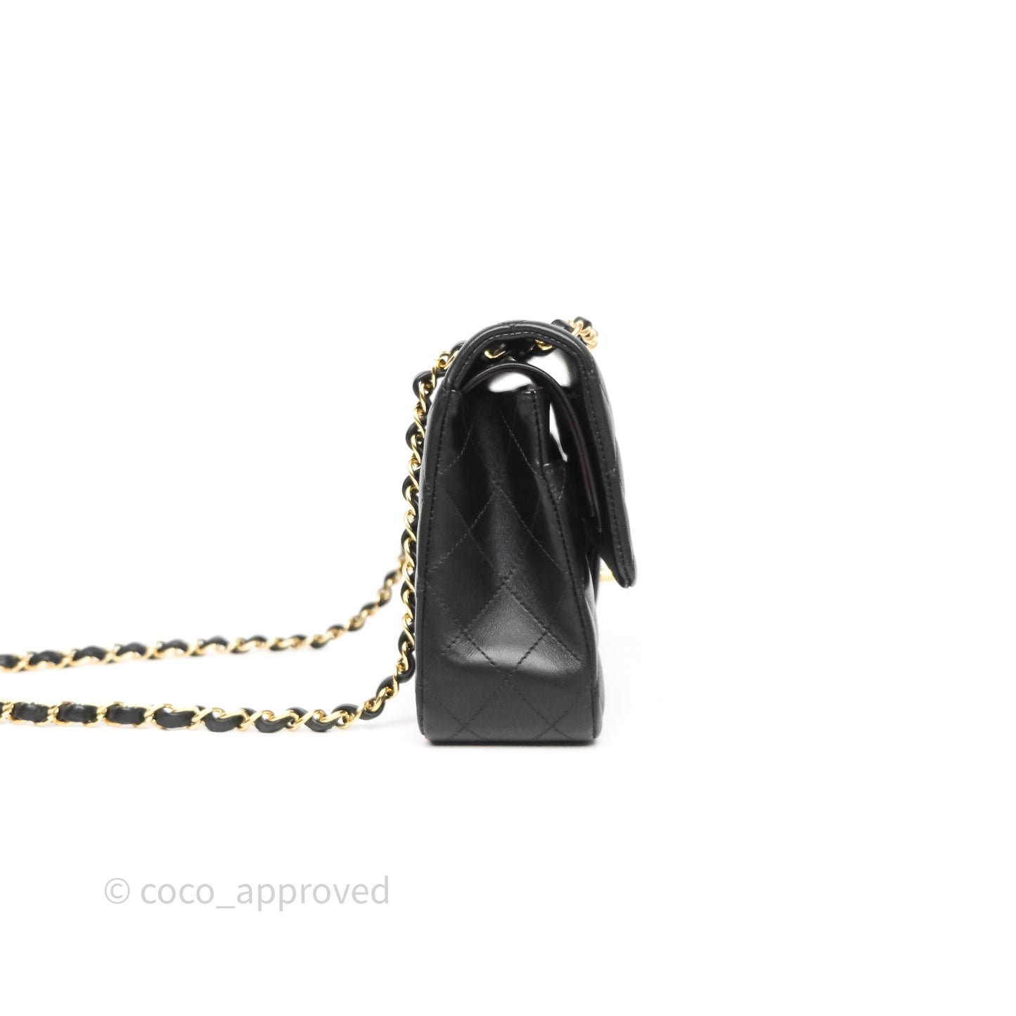 Chanel Classic M/L Medium Flap Quilted Black Lambskin Gold Hardware