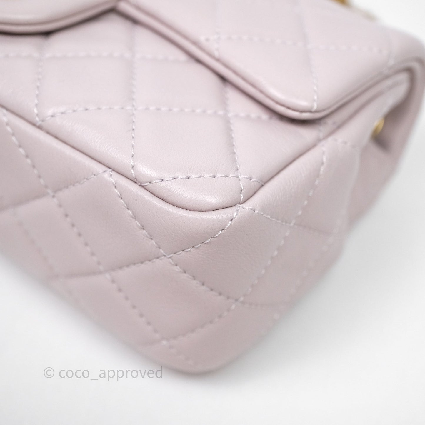 Chanel Mini Rectangular Pearl Crush Lilac Lambskin Aged Gold Hardware
