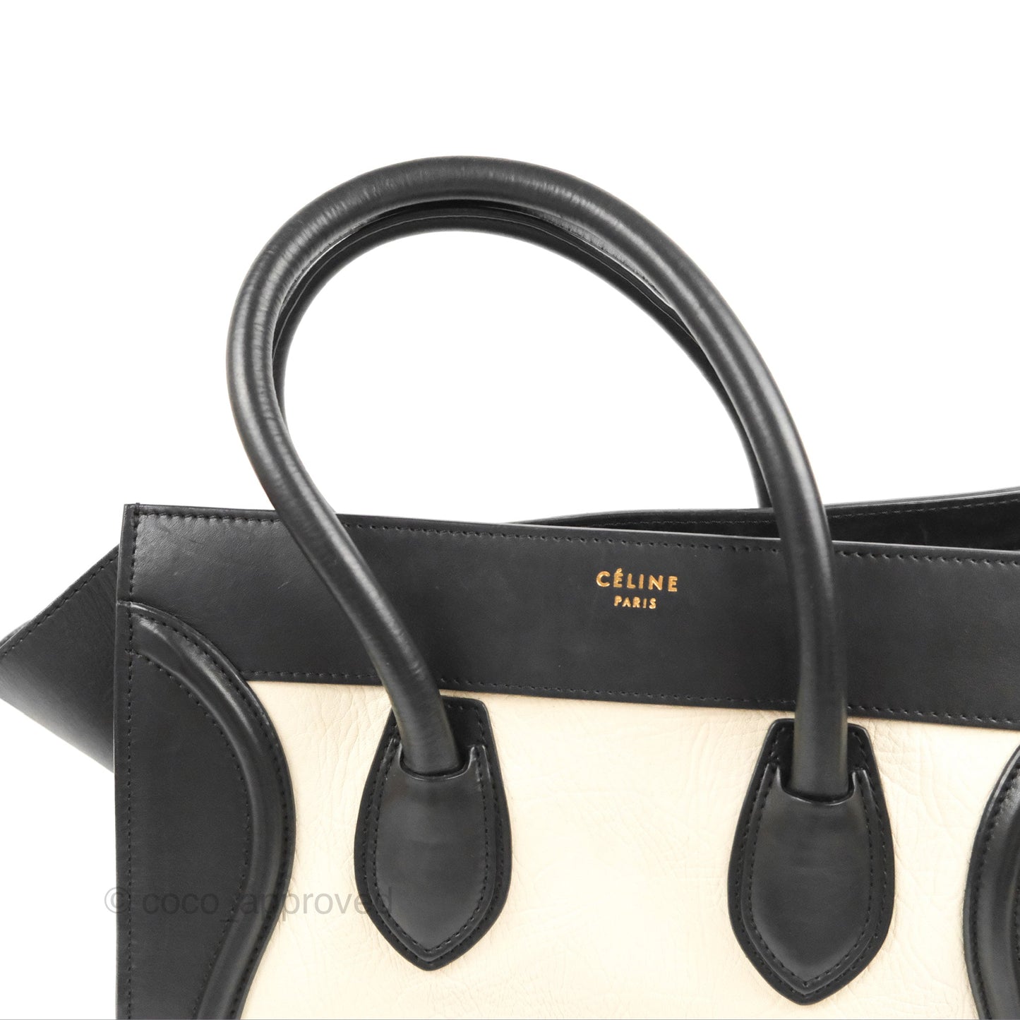 Celine Mini Luggage Bag Black/White Aged Calfskin