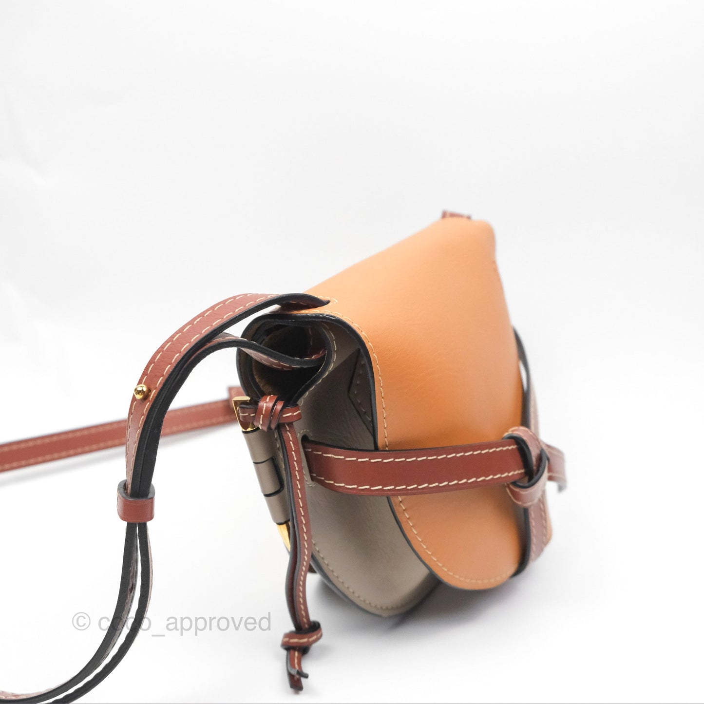 Loewe Small Gate Bag Smooth Calfskin Amber/Light Grey/Rust