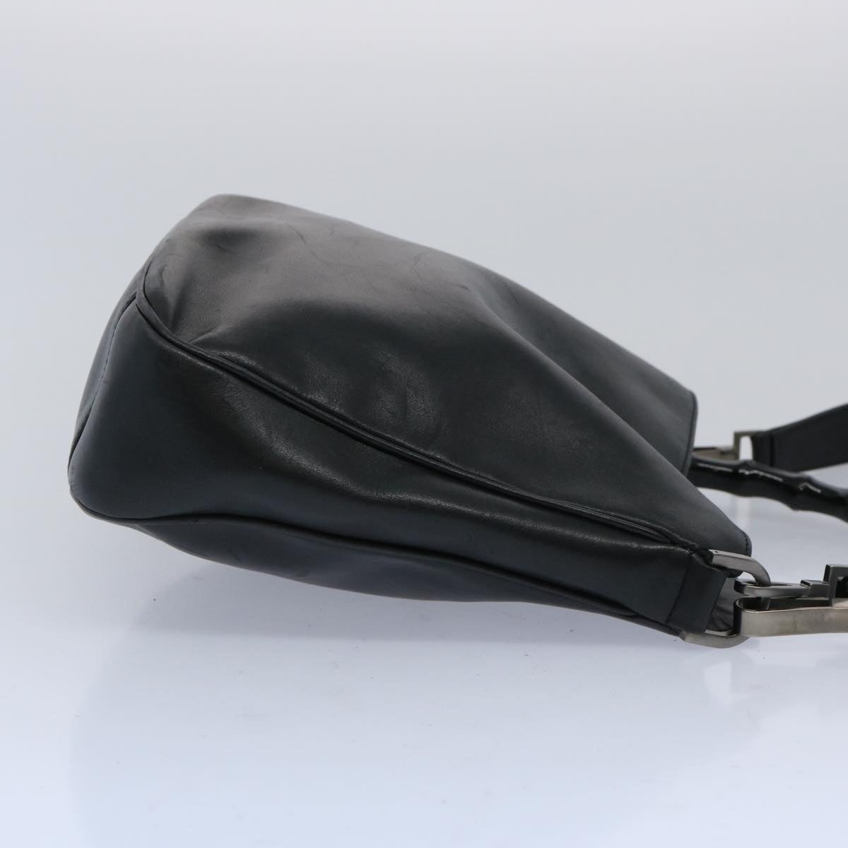 GUCCI Bamboo Hand Bag Leather 2way Black 001 1638  65305