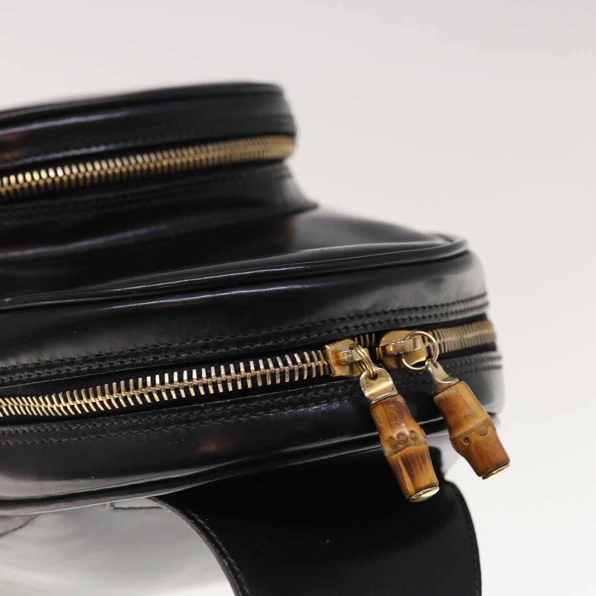 GUCCI Bamboo Backpack Enamel Black 003 3444 0027  65306