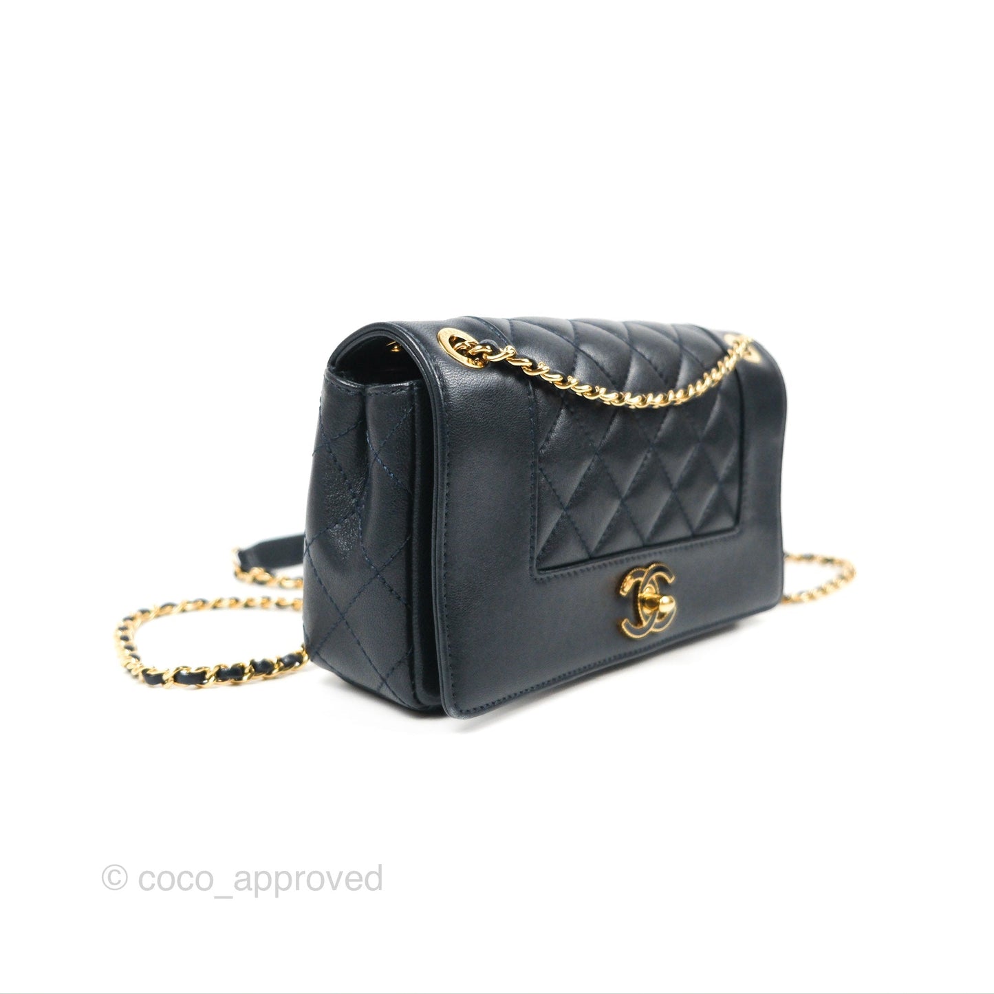 Chanel Small Vintage Mademoiselle Flap Navy Sheepskin Gold Hardware