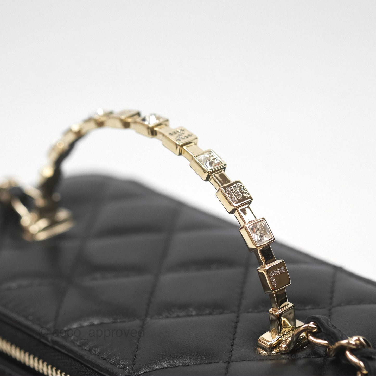 Chanel Vanity Rectangular Top Handle Black Lambskin Gold Hardware