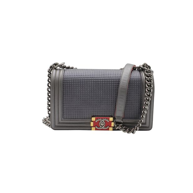 Luxury Chanel Dark Grey/Silver Boy Bag Cruise Collection 2014