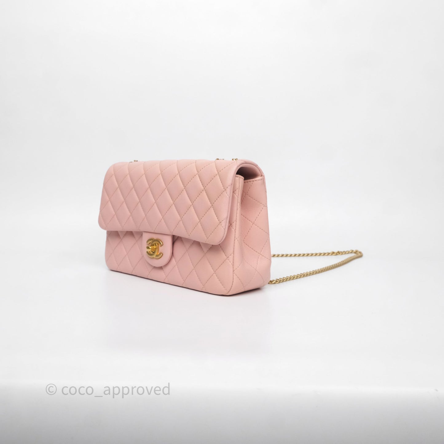 Chanel Quilted Flap Bag With Camellia Adjustable Lambskin Pink Aged Gold Hardware